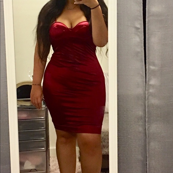 red satin bodycon dress